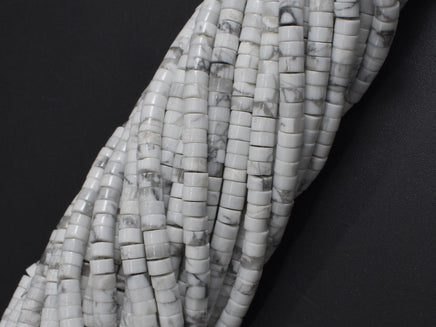 White Howlite, 2x4mm, Heishi Disc-Rainbow Beads