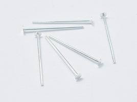 20pcs 925 Sterling Silver Head Pin, 15mm, 0.6mm(23gauge)