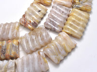 Bamboo Leaf Agate, 25x35mm Carved Rectangle-Rainbow Beads