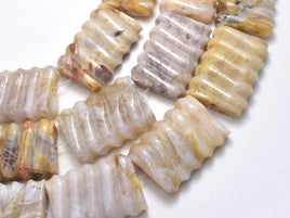 Bamboo Leaf Agate, 25x35mm Carved Rectangle-Rainbow Beads