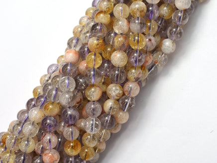 Amethyst, Citrine, 6mm Round-RainbowBeads