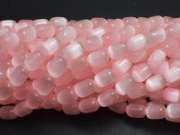 Selenite, Gypsum, Pink, 6x9mm Tube-Rainbow Beads