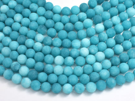 Matte Jade - Teal, 8mm Round-Rainbow Beads