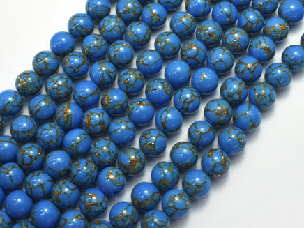 Howlite Turquoise - Blue with Gold Line, 8mm (8.3mm)-Rainbow Beads