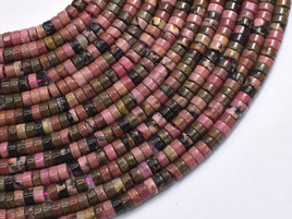 Rhodonite, Approx. 2x4mm, Heishi Disc-Rainbow Beads