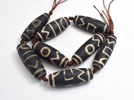 Matte Tibetan Agate, 14x38mm Rice Beads