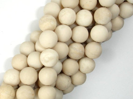 Matte White Fossil Jasper Beads, 10mm Round Beads-RainbowBeads