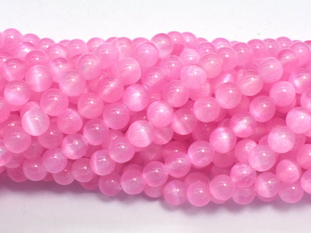 Selenite - Pink, 6mm (6.5mm) Round-RainbowBeads