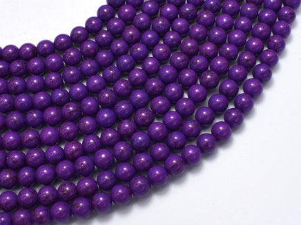 Purple Howlite, 6mm Round Beads-Rainbow Beads