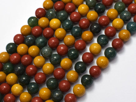 Alashan Agate-Green / Yellow / Red, 8mm-Rainbow Beads