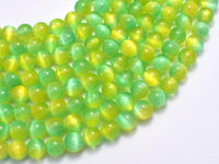 Selenite - Green & Yellow, 8mm (8.5mm)-Rainbow Beads