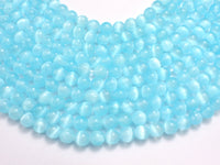 Selenite - Blue, 6mm (6.5mm) Round-RainbowBeads