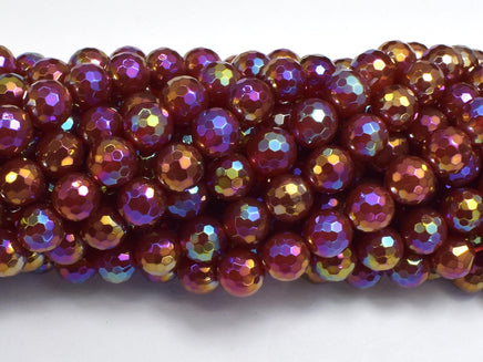 Mystic Coated Carnelian, 8mm Faceted Round-Rainbow Beads