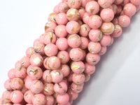 Shell Howlite-Pink, with Trochus Shell, 8mm (8.5mm)-Rainbow Beads