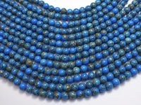 Howlite Turquoise - Blue with Gold Line, 6mm (6.4mm)-Rainbow Beads