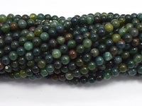 Moss Agate Beads, 4mm (4.5mm) Round Beads-Rainbow Beads