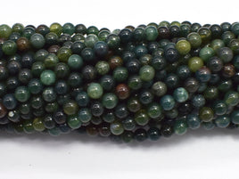 Moss Agate Beads, 4mm (4.5mm) Round Beads-Rainbow Beads