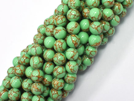 Howlite Turquoise - Green with Gold Line, 8mm (8.3mm)-Rainbow Beads