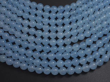 Jade - Aqua Blue, 8mm Round-Rainbow Beads