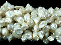 Fresh Water Pearl Beads, White with AB, Top drilled, Keshi