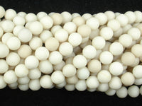 Matte White Fossil Jasper Beads, 6mm (6.3mm)