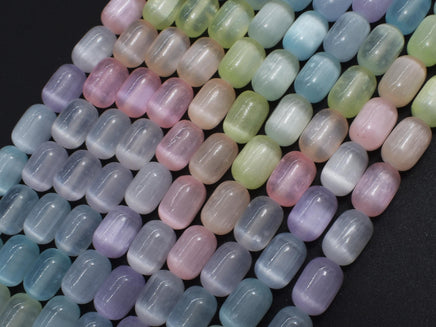 Selenite, Gypsum, Multi Color, 6x9mm Tube-Rainbow Beads