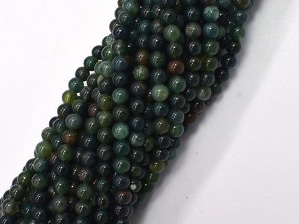 Moss Agate Beads, 4mm (4.5mm) Round Beads-Rainbow Beads