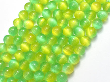 Selenite - Green & Yellow, 8mm (8.5mm)-Rainbow Beads