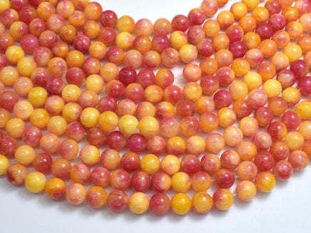 Jade - Yellow & Orange, 8mm Round-Rainbow Beads