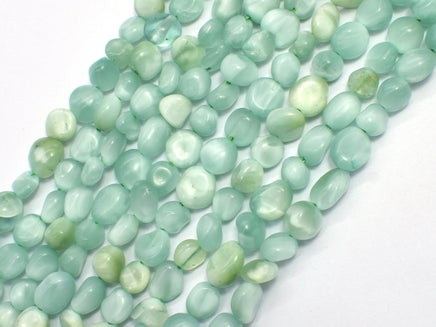 Green Angelite Beads, 5x7mm Nugget Beads, 15.5 Inch-RainbowBeads