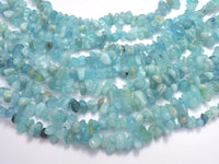 Aquamarine, 4-10mm Chips Beads, 32 Inch-Rainbow Beads