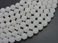 Matte White Jade 10mm Round Beads-RainbowBeads