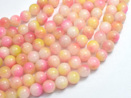 Jade - Pink & Yellow, 8mm Round-Rainbow Beads