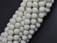 White Lava Beads, 8mm Round Beads, 15 Inch