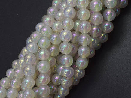 Mystic Coated White Agate, 8mm Round-Rainbow Beads