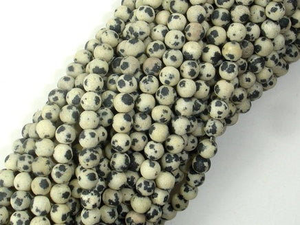 Matte Dalmation Jasper Beads, 4mm Round Beads-RainbowBeads