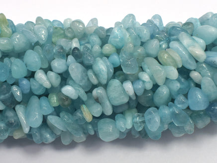 Aquamarine, 4-10mm Chips Beads, 32 Inch-Rainbow Beads