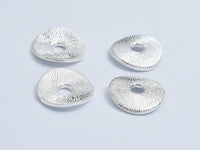 2pcs 925 Sterling Silver Beads, 9.7mm Wavy Coin Beads