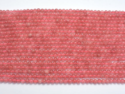 Jade - Strawberry Quartz Color, 4mm (4.5mm)-Rainbow Beads