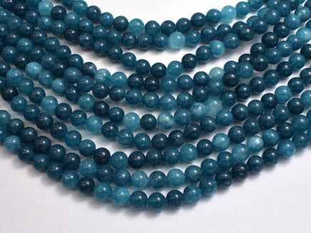Jade - Blue, 6mm Round-Rainbow Beads
