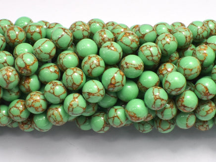 Howlite Turquoise - Green with Gold Line, 8mm (8.3mm)-Rainbow Beads