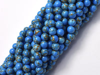 Howlite Turquoise - Blue with Gold Line, 6mm (6.4mm)-Rainbow Beads