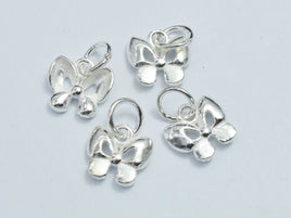 4pcs 925 Sterling Silver Charms, Butterfly Charm, 8.5x8mm-RainbowBeads