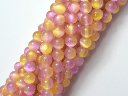 Selenite - Pink & Yellow, 8mm (8.5mm)-Rainbow Beads