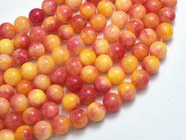 Jade - Yellow & Orange, 8mm Round-Rainbow Beads