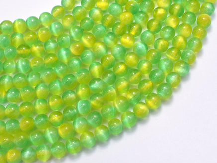 Selenite - Green & Yellow, 6mm (6.5mm)-Rainbow Beads