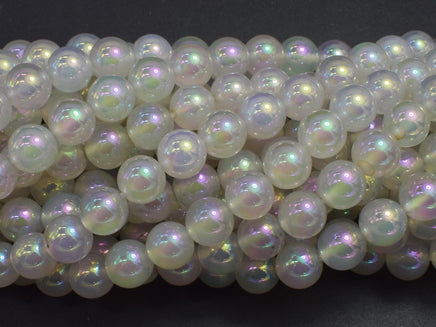 Mystic Coated White Agate, 8mm Round-Rainbow Beads