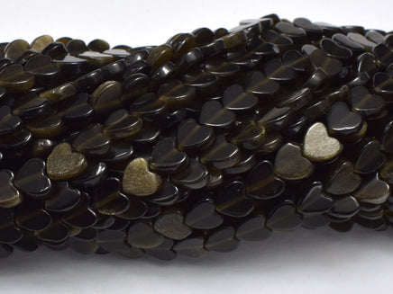 Golden Obsidian, 6mm Heart-Rainbow Beads
