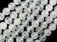 Crackle Clear Quartz Beads, 10mm Round Beads-Rainbow Beads