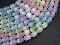 Selenite, Gypsum, Multi Color, 6x9mm Tube-Rainbow Beads